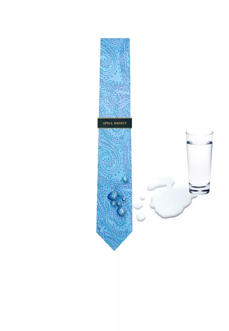 The Shirt Bar The Shirt Bar Turquoise Floral Spill Resist Woven Reversible Necktie RNT5.9