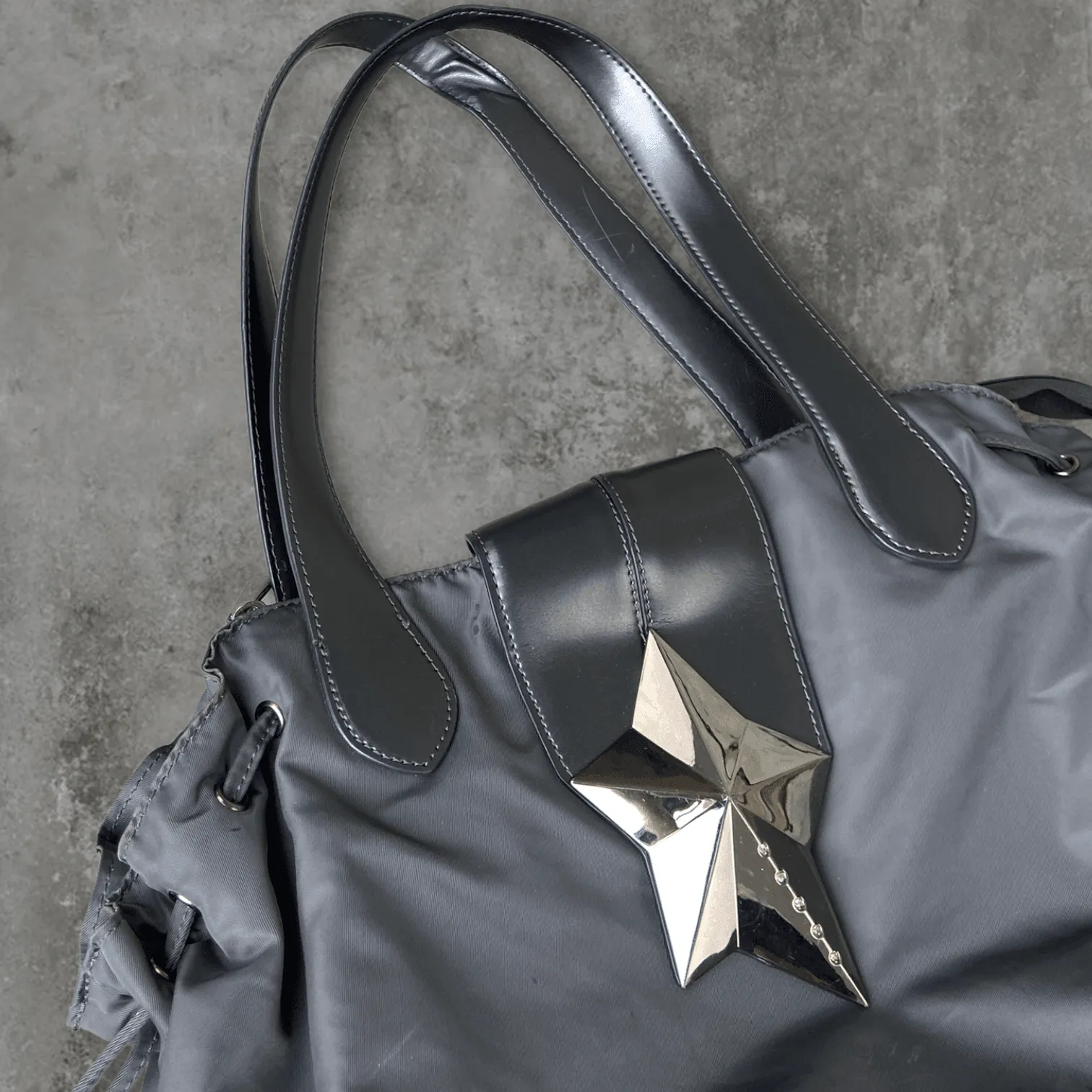 THIERRY MUGLER NYLON & CHROME STAR SHOULDER BAG