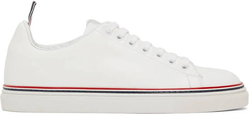 Thom Browne White Calfskin Tennis Sneakers