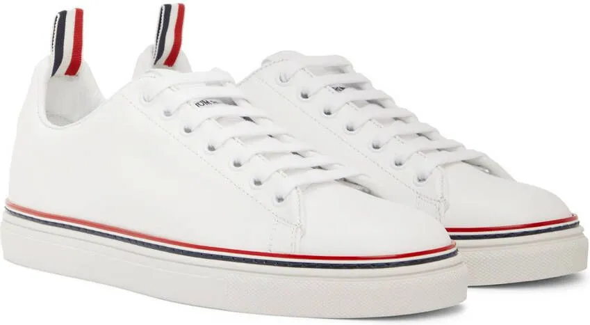 Thom Browne White Calfskin Tennis Sneakers