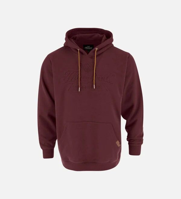 Thorogood Men's Heavyweight Brushed Embossed Logo Hoodie in Chocolate Maroon