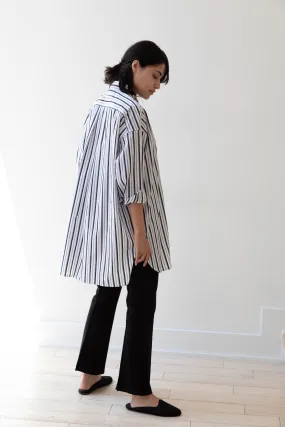 Ticca | Square Tunic Slit Shirt in Black Stripes