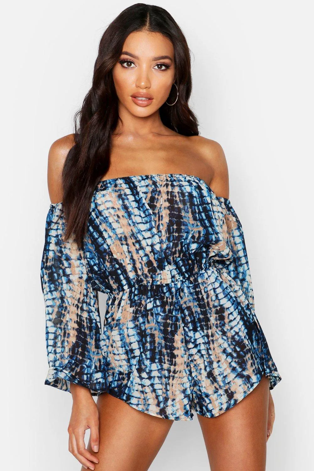 Tie Dye Beach Off The Shoulder Romper