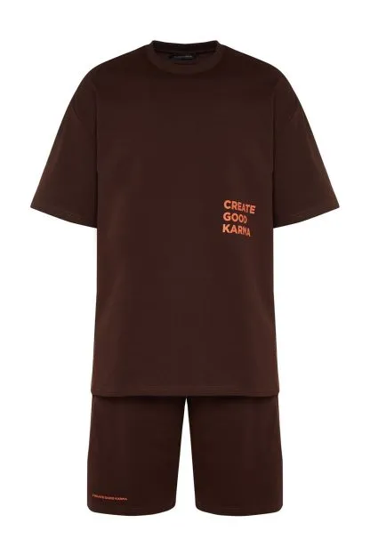 Tracksuit Set Relaxed/Comfortable Cut Text Printed Cotton