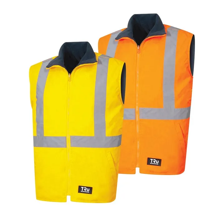 TRU WORKWEAR Wet Weather Vest 100% polyester with Tape reversible