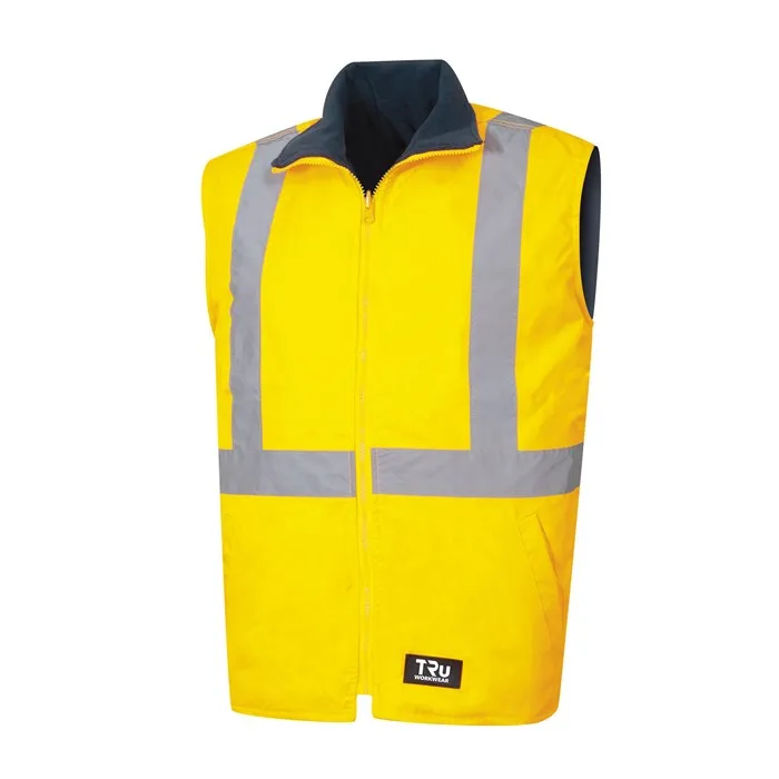 TRU WORKWEAR Wet Weather Vest 100% polyester with Tape reversible