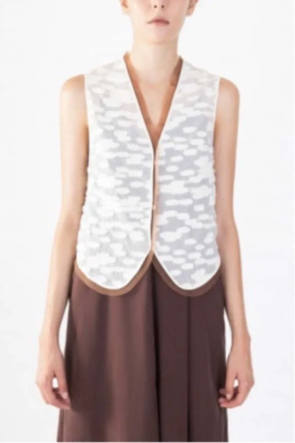 Vest With Mesh Trim - Meringue