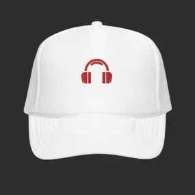 White Headphone Trucker Hat