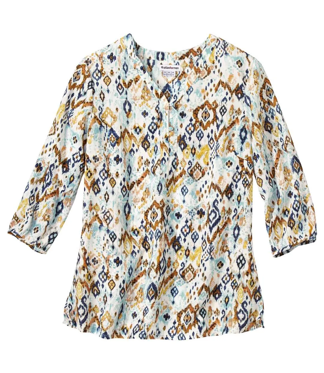 Women's Ecru Printed Crepe Tunic 