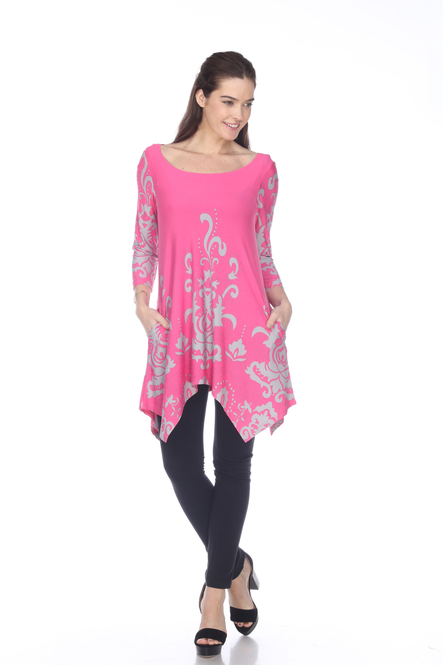 Women's Paisley Tunic Top With Asymmetric Hem