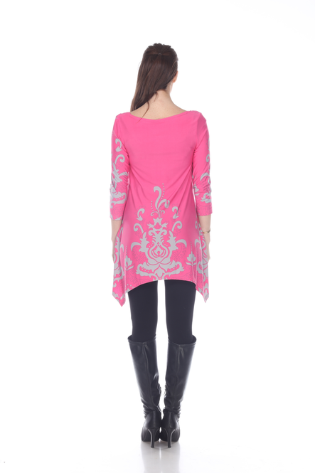 Women's Paisley Tunic Top With Asymmetric Hem