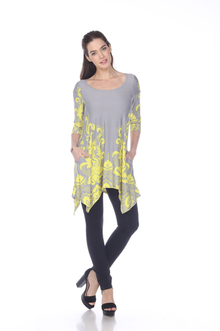 Women's Paisley Tunic Top With Asymmetric Hem