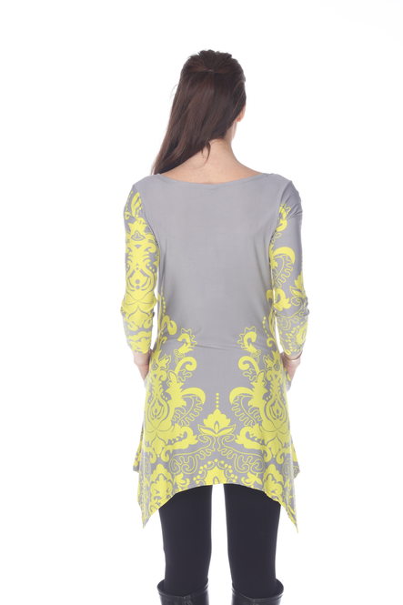 Women's Paisley Tunic Top With Asymmetric Hem