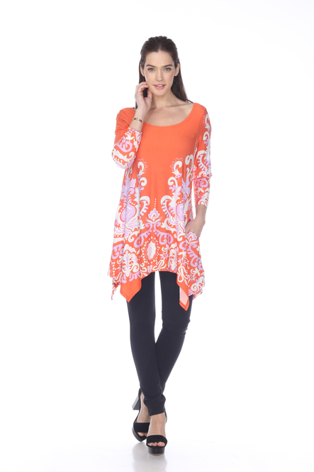 Women's Paisley Tunic Top With Asymmetric Hem