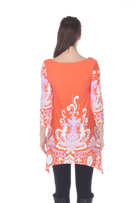 Women's Paisley Tunic Top With Asymmetric Hem