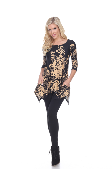 Women's Paisley Tunic Top With Asymmetric Hem