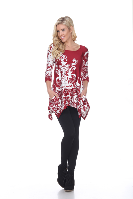 Women's Paisley Tunic Top With Asymmetric Hem