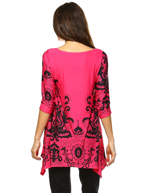 Women's Paisley Tunic Top With Asymmetric Hem