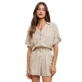 Women's Wishlist Striped Button Up Romper