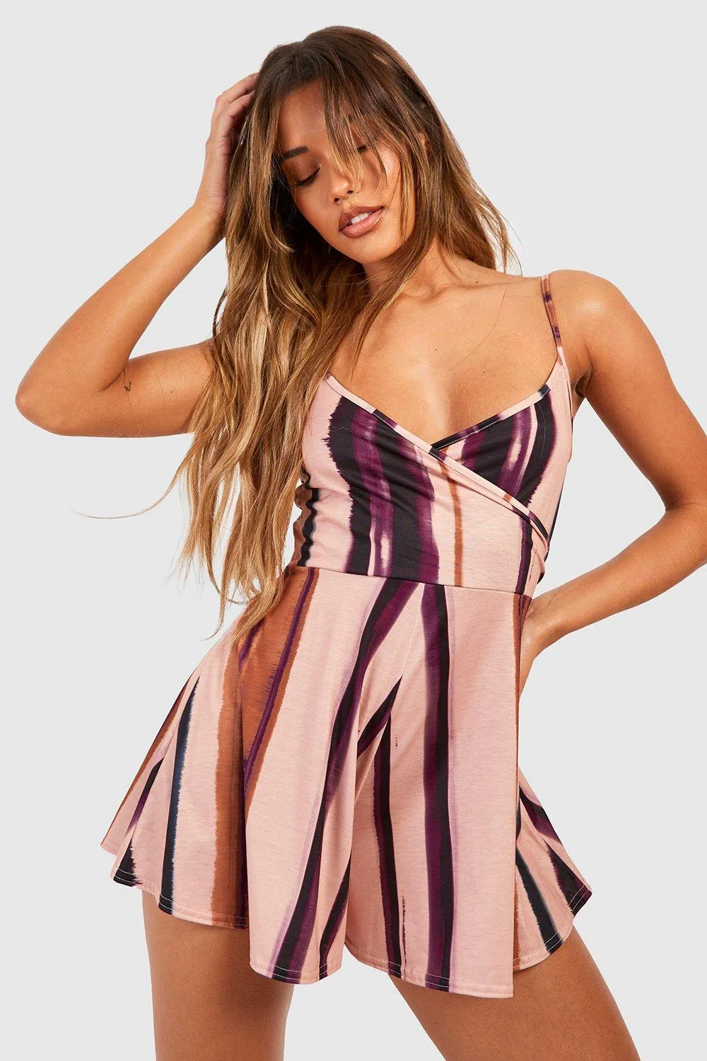 Wrap Stripe Print Flippy Romper