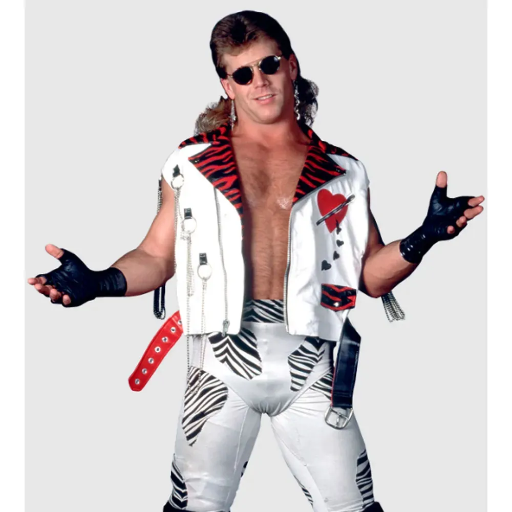 WWE Shawn Michaels White Leather Vest