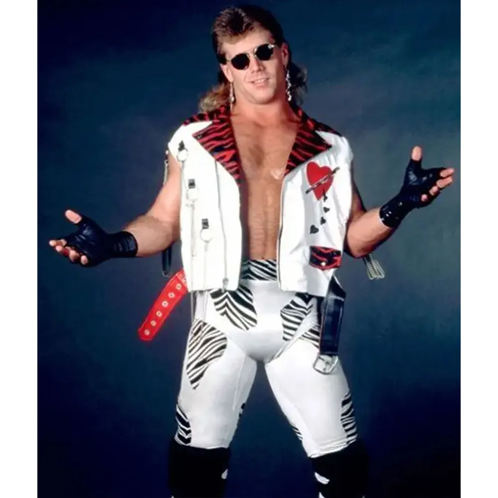 WWE Shawn Michaels White Leather Vest