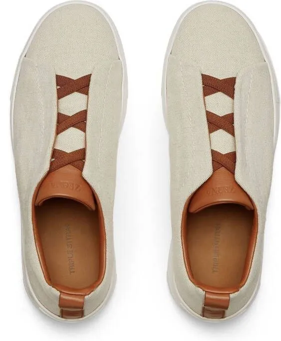 Zegna Triple Stitch canvas sneakers Neutrals