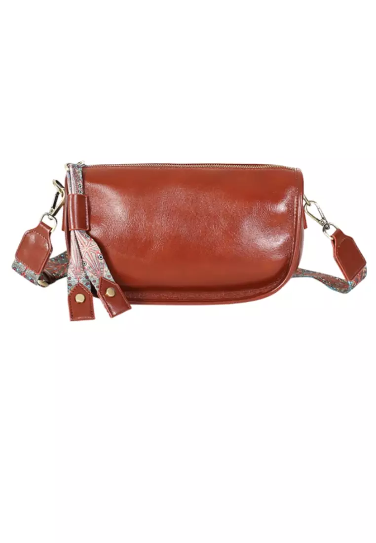 ZITIQUE Head layer cowhide shoulder oblique backpack