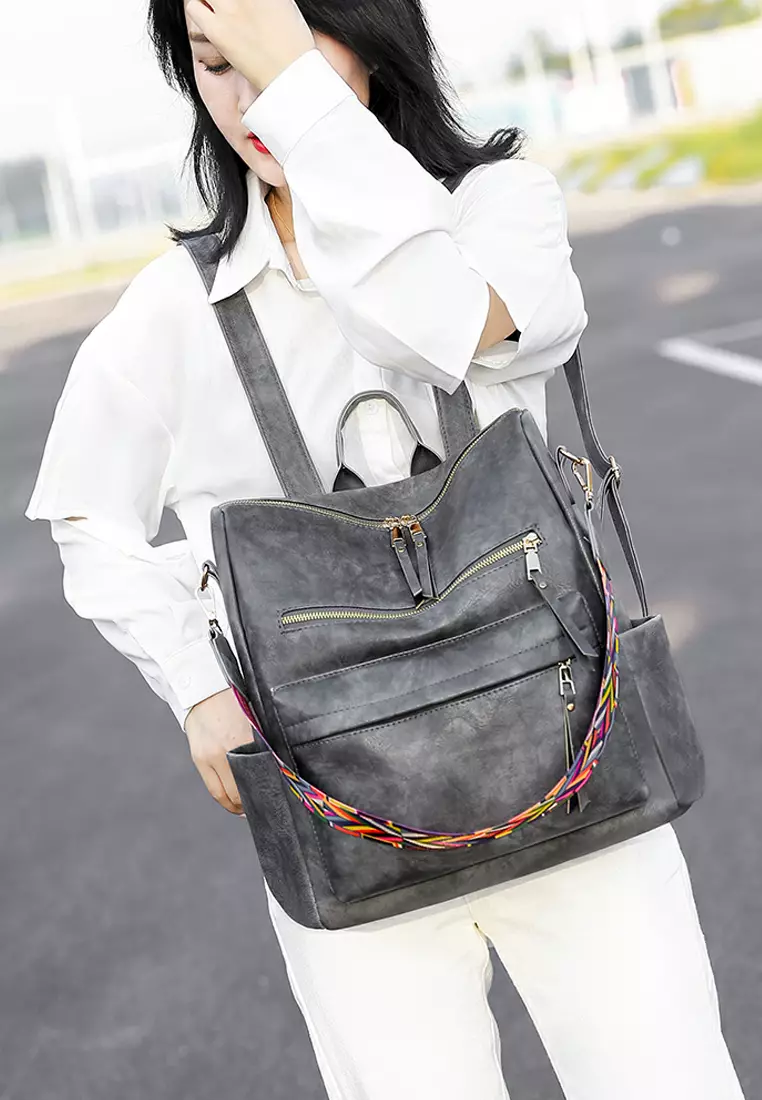 ZITIQUE Imitation leather retro backpack