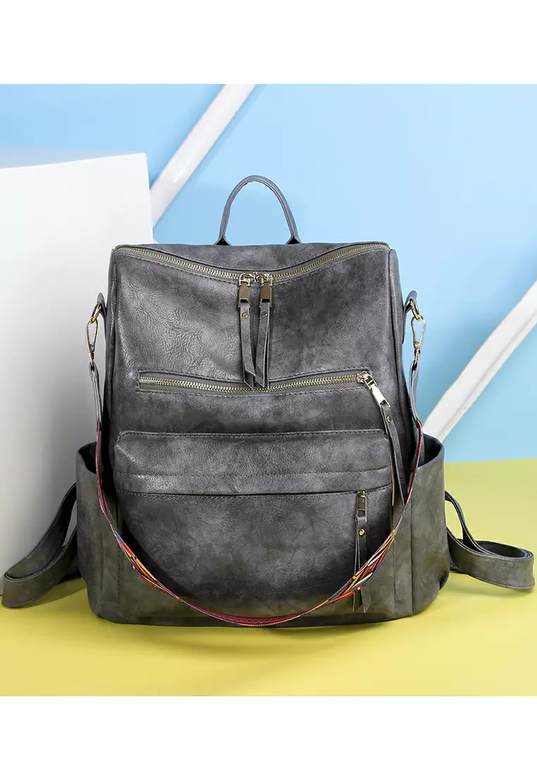 ZITIQUE Imitation leather retro backpack